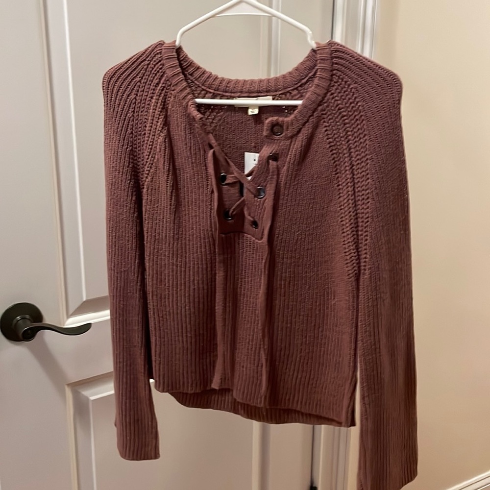 Lace up sweater
